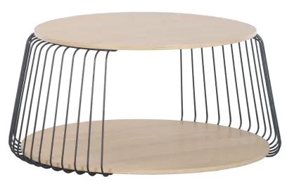 ROUND 90, konferenční stolek, kostra černá, dub přírodní